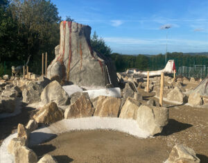 Volcano at Jurassic Village adventure golf at Prairie Sports Village
