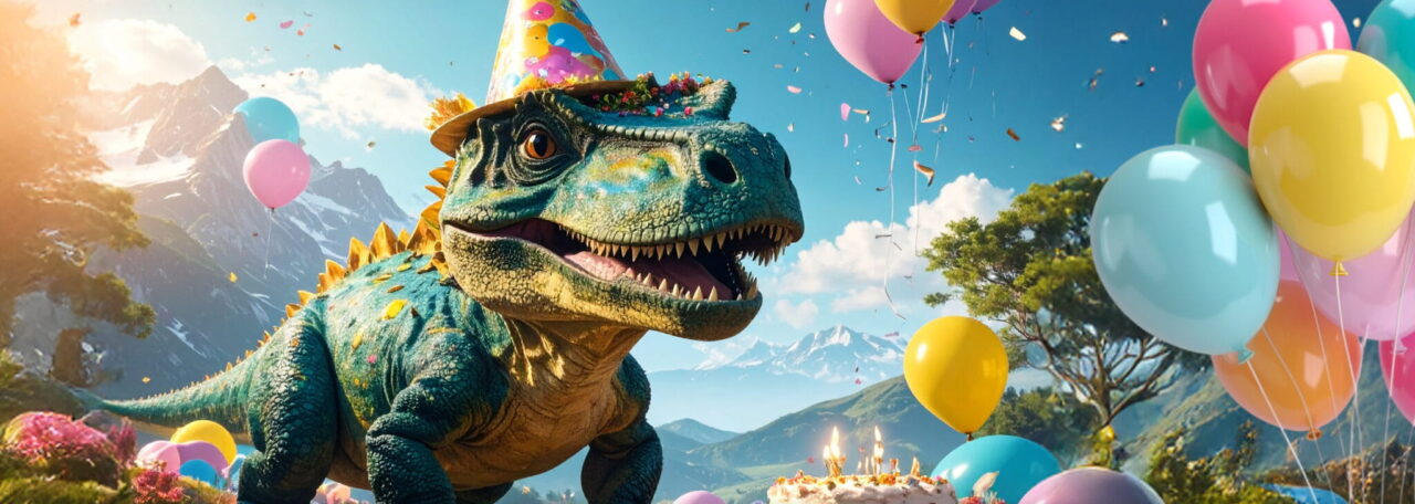 Dinosaure and balloons