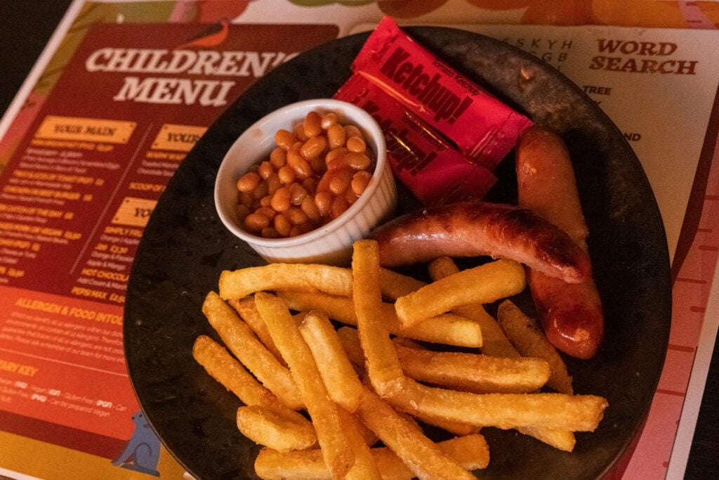 Bangers, chips and beans - 197 Bistro