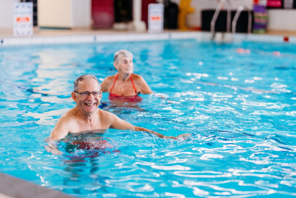 Man swimming in the pool