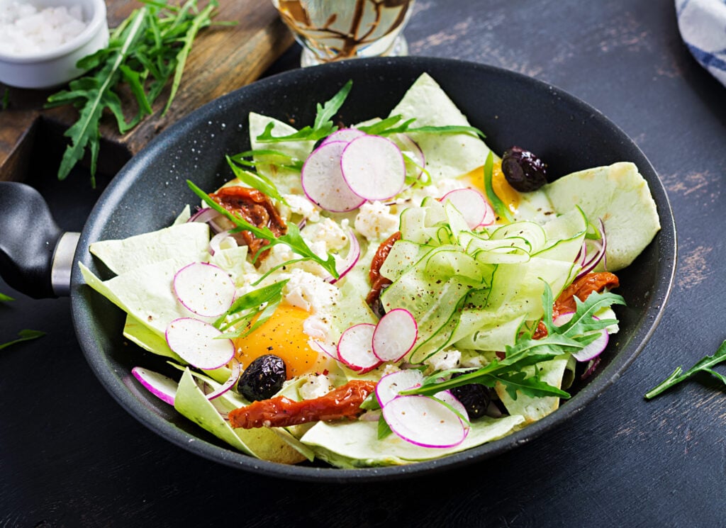 Mexican tortilla chips and salad